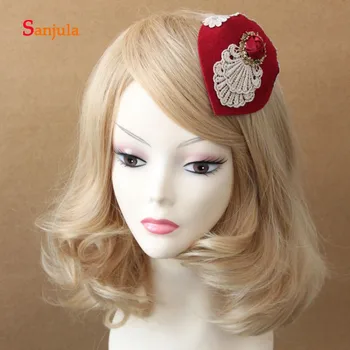 Vintage Burgundy Samll Hats for Bridal Lace Appliques Fashion Headwear for Holloween Party Hair Accessories H353
Vintage Burgundy Samll Hats for Bridal Lace Appliques Fashion Headwear for Holloween Party Hair Accessories H353