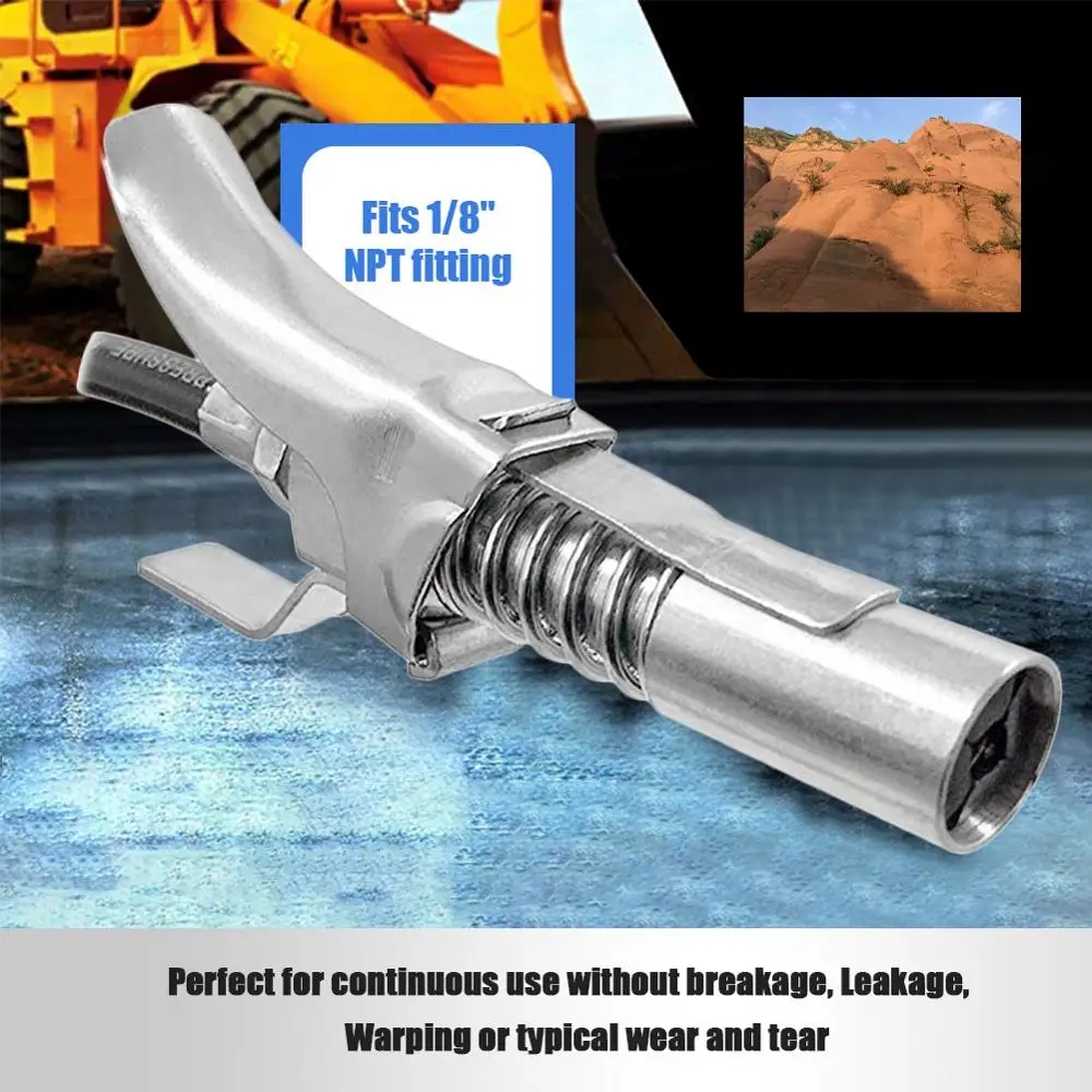 Zerk Fittings 10000 PSI 1/8" NPT Self-Locking Grease Coupler Two Press 35FP24 Grease Gun Adapter Hose Gun Lock Quick Release
Zerk Fittings 10000 PSI 1/8" NPT Self-Locking Grease Coupler Two Press 35FP24 Grease Gun Adapter Hose Gun Lock Quick Release