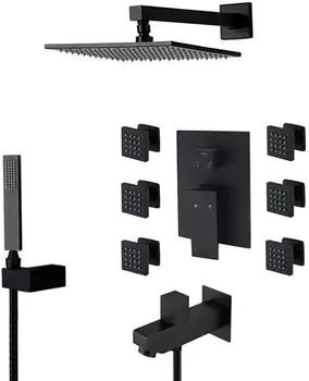 10 Inch Rain Shower Head with Massage Body Sprays Shower Sets Complete Wall Mounted Shower System with Shower Valve Control
10 Inch Rain Shower Head with Massage Body Sprays Shower Sets Complete Wall Mounted Shower System with Shower Valve Control