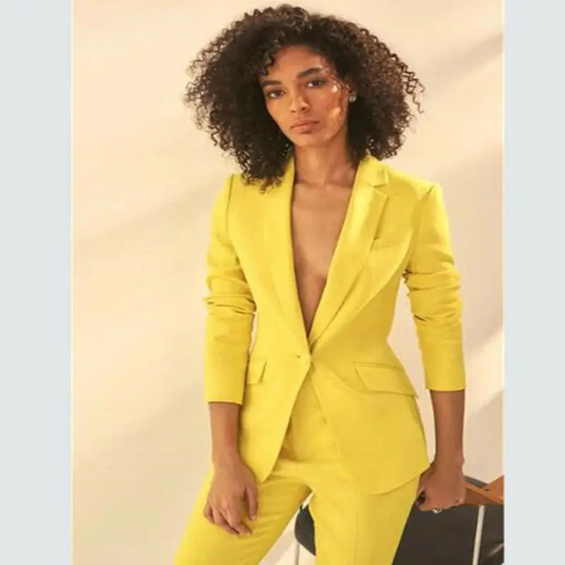 2019 New Yellow One Button Notch Lapel Women's 2 Pieces Slim Fit Suits Women Custom Made Office Uniform Bespoke Fashion Suits
2019 New Yellow One Button Notch Lapel Women's 2 Pieces Slim Fit Suits Women Custom Made Office Uniform Bespoke Fashion Suits