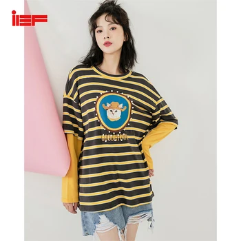 IEF Autumn Women Stripe Long Sleeve Tshirt Fashion O neck Patchwork Loose Female T Shirts Tops 1629K-D9306-
IEF Autumn Women Stripe Long Sleeve Tshirt Fashion O neck Patchwork Loose Female T Shirts Tops 1629K-D9306-