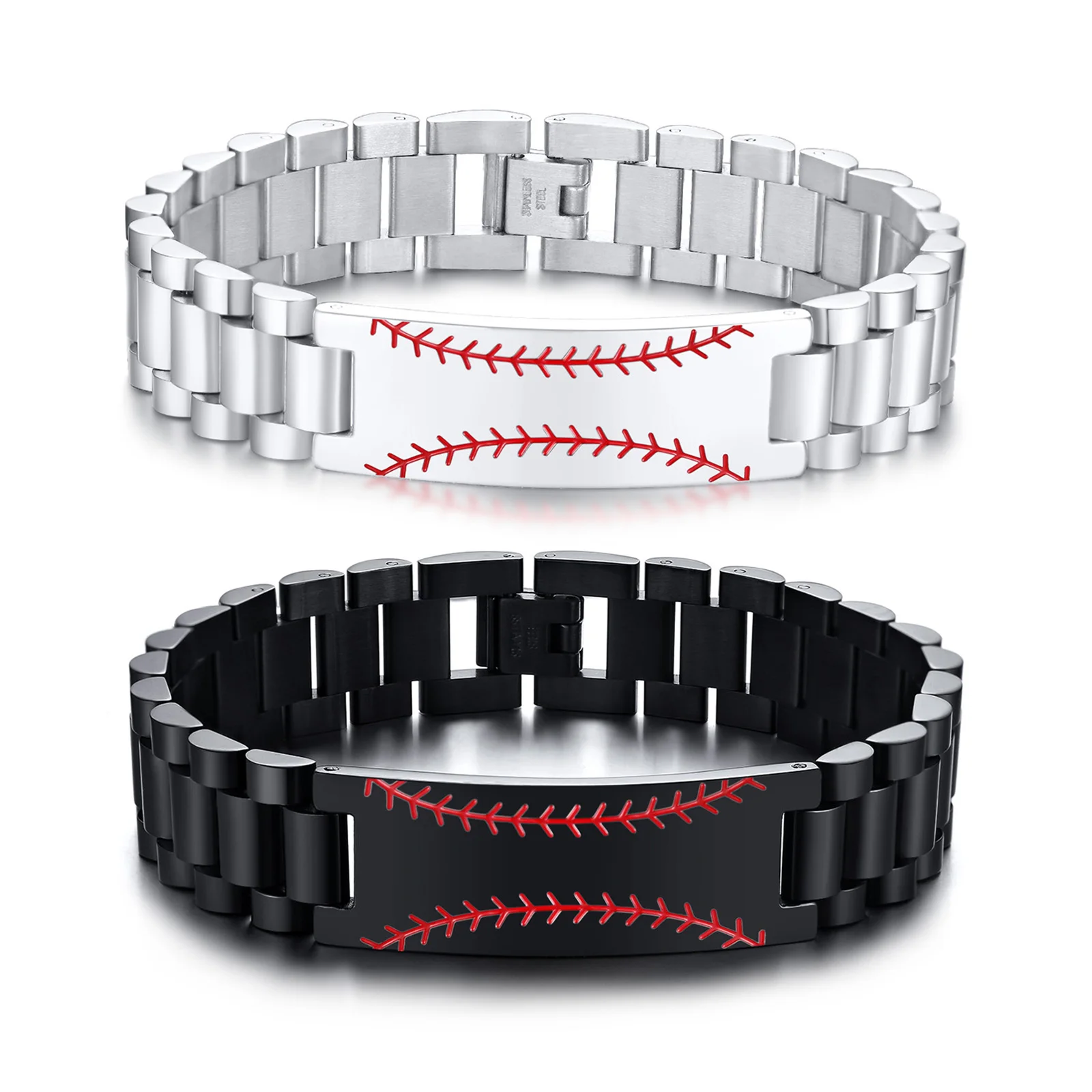 

Men Bracelet,Stainless Steel Wristband,Baseball Watches Band Bracelets for Man Jewelry