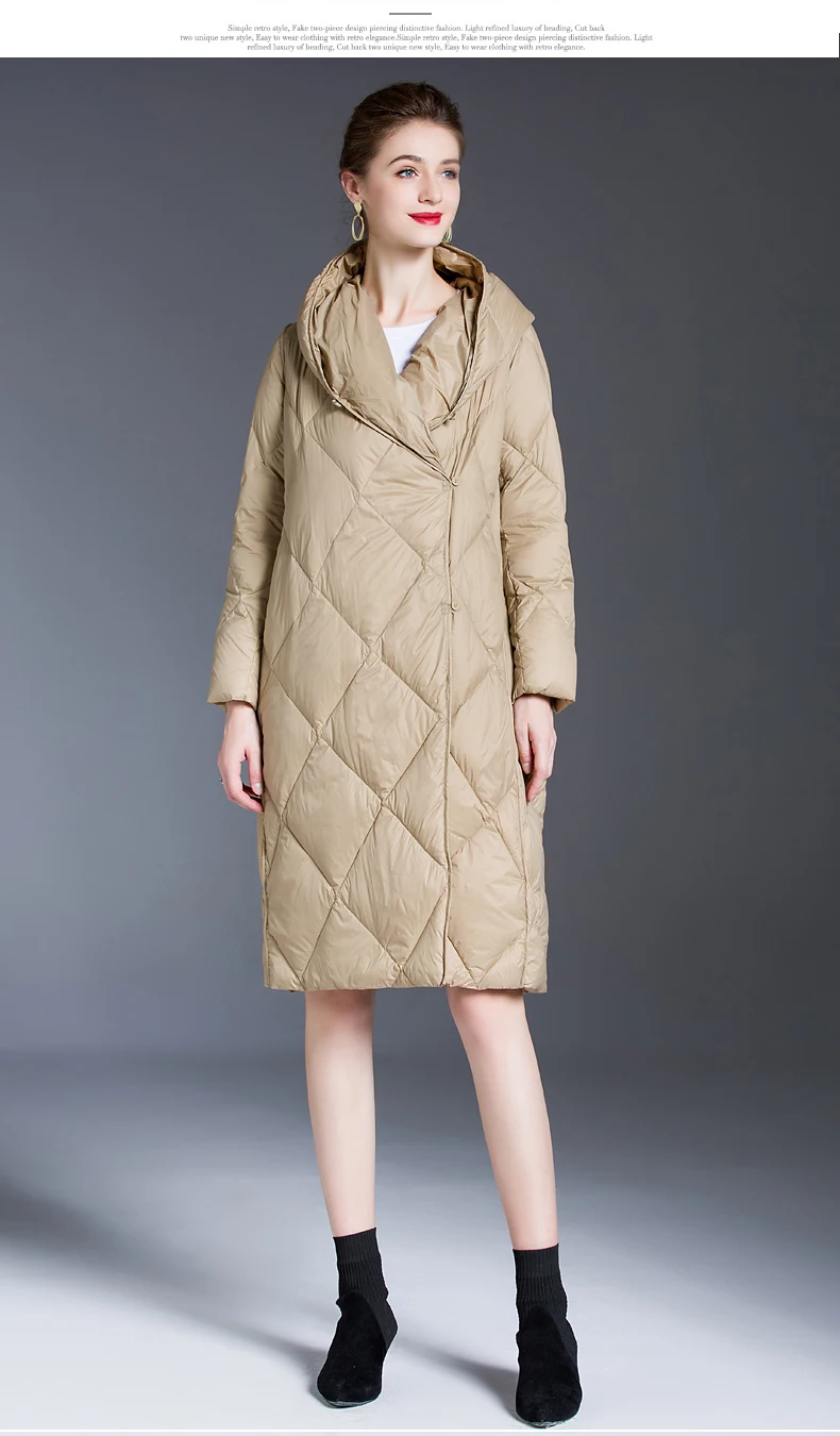Womens Down Jacket for Women Winter 2020 Light Down Coats Long Warm Puffer Jacket Clothing Hooded Parka Female Loose outerwear