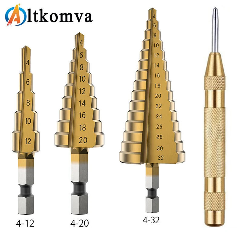 Altkomva HSS Steel Titanium Step Drill Bit 3-12mm 4-12mm 4-20mm Step Cone Cutt Tools Metal Drill Bit Set for Woodworking Wood
Altkomva HSS Steel Titanium Step Drill Bit 3-12mm 4-12mm 4-20mm Step Cone Cutt Tools Metal Drill Bit Set for Woodworking Wood