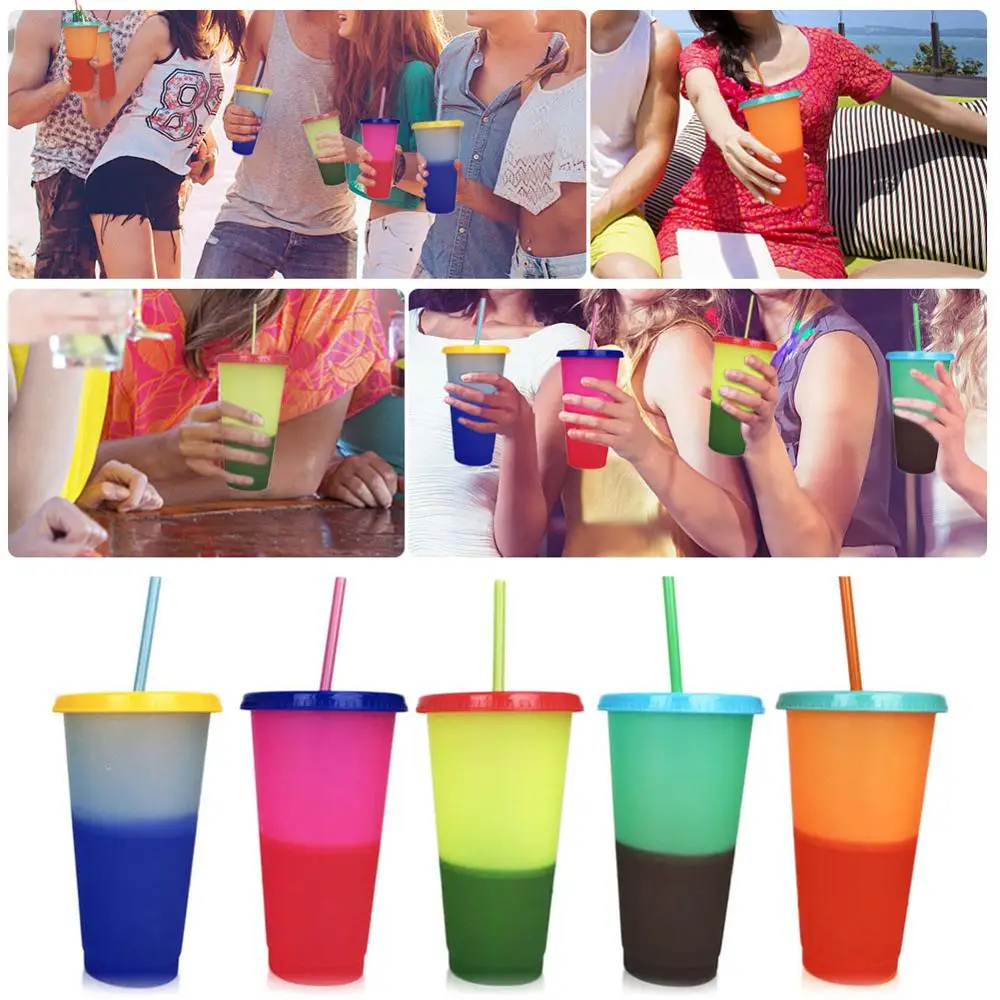 5 Pcs Plastic 700ml Reusable Color Changing Cold Cup Series With Straw Summer Cup 2019 For Cold Coffee
5 Pcs Plastic 700ml Reusable Color Changing Cold Cup Series With Straw Summer Cup 2019 For Cold Coffee