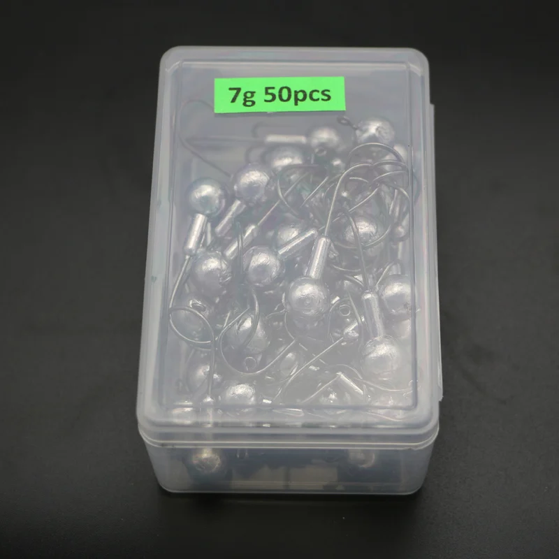 50PCS 7g Lead Jig Head Hook Bait Hooks 7G Colorless Sea Jighead Hook Jigging Glowing Fishing Tackle with Box
50PCS 7g Lead Jig Head Hook Bait Hooks 7G Colorless Sea Jighead Hook Jigging Glowing Fishing Tackle with Box