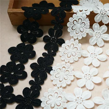 

Embroidered White black flower lace trim sewing DIY trim lace venice applique Ribbon collar wedding dress guipure decoration