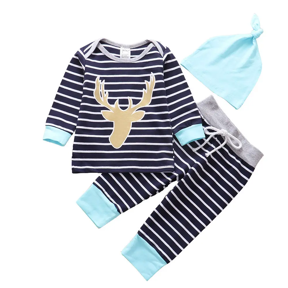Newborn Baby Boy Clothes Sets Cute Christmas Deer Head T-shirt +Pants + Hat stripe 3Pcs Outfit Toddler Boys Infant Clothing Set
Newborn Baby Boy Clothes Sets Cute Christmas Deer Head T-shirt +Pants + Hat stripe 3Pcs Outfit Toddler Boys Infant Clothing Set