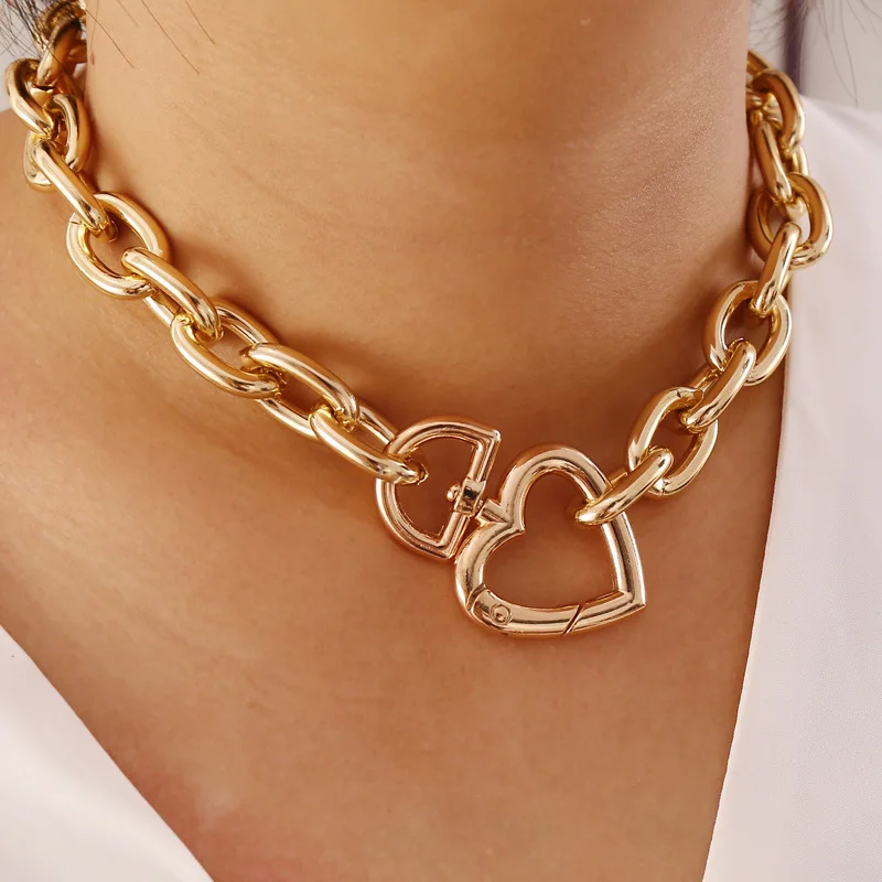 Фото Чокер Wgoud с кубинской цепочкой в стиле панк женский винтажное ожерелье золотого