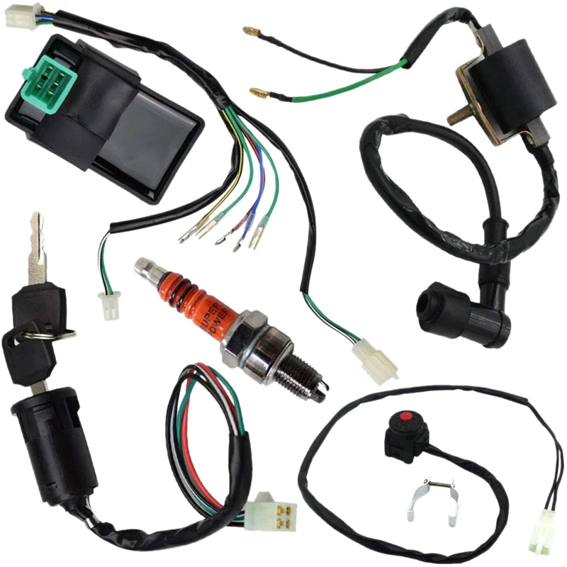 Wire Harness Wiring Loom Cdi Ignition Coil Kill Switch Plug Rebuild Kit for 125Cc 110Cc 90Cc 70Cc 50Cc Atv Go Kart Kick Start Di 
Wire Harness Wiring Loom Cdi Ignition Coil Kill Switch Plug Rebuild Kit for 125Cc 110Cc 90Cc 70Cc 50Cc Atv Go Kart Kick Start Di