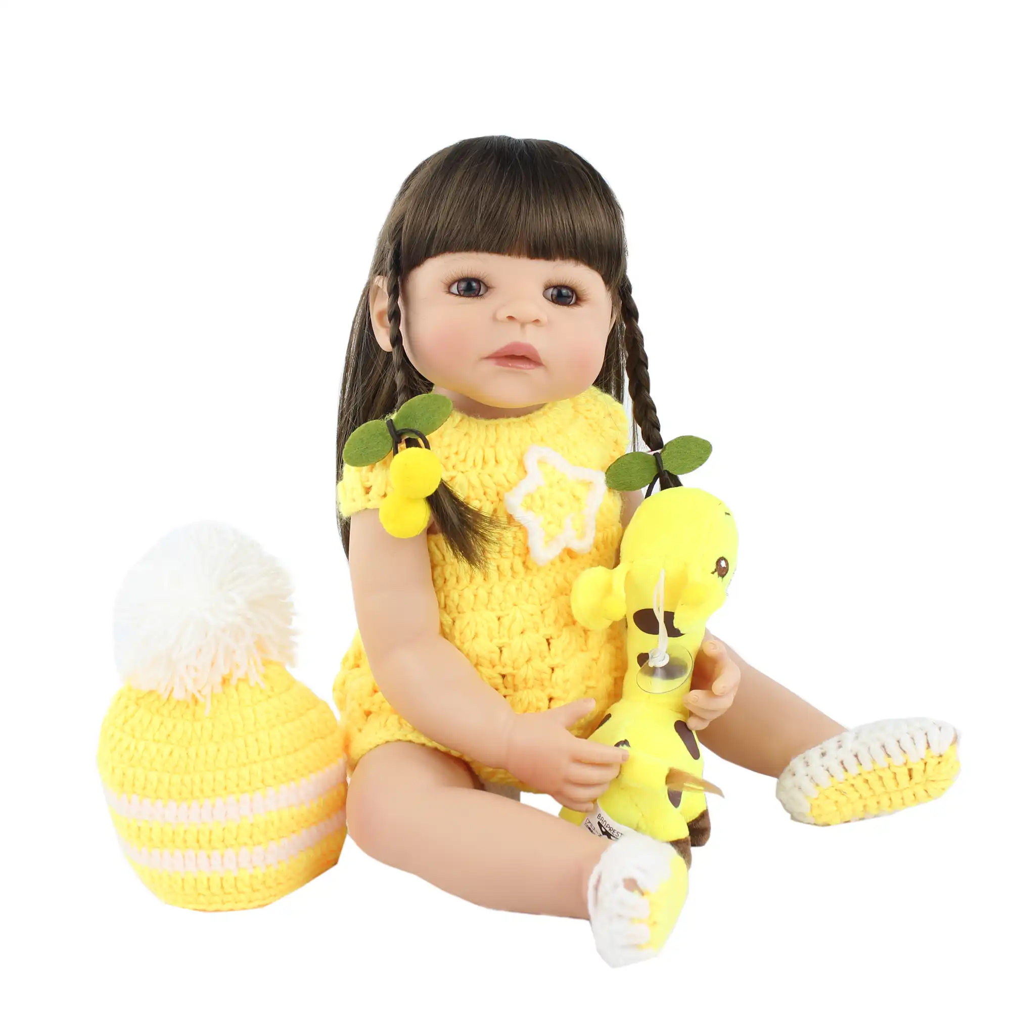 55cm full silicone reborn baby doll toy for girl newborn long