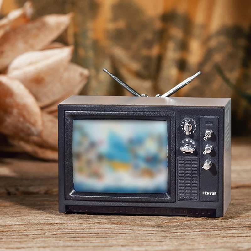 Миниатюрная портативная ТВ-телевидение в стиле ретро часы ТВ кукольный домик
