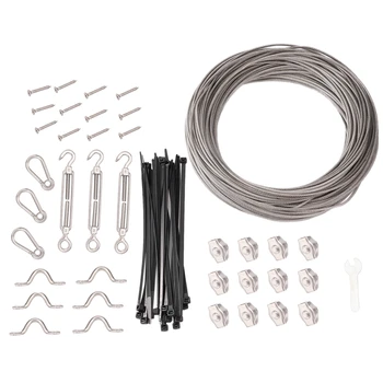 Outdoor Light Guide Wire Globe String Suspension Hanging Kit 164Ft Vinyl Coated 304 Stainless Steel Cable Turnbuckle and Hooks
Outdoor Light Guide Wire Globe String Suspension Hanging Kit 164Ft Vinyl Coated 304 Stainless Steel Cable Turnbuckle and Hooks