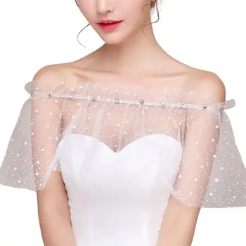 Star Dotted Rhinestone Bridal Bolero Wedding Shawl Wrap Ruffles Tulle Women Cape
Star Dotted Rhinestone Bridal Bolero Wedding Shawl Wrap Ruffles Tulle Women Cape