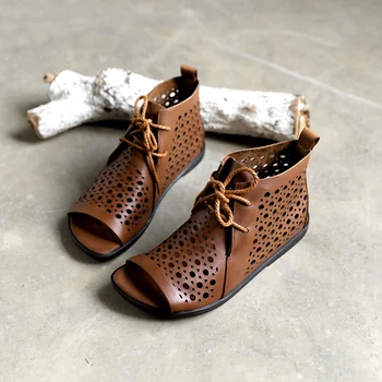 Tayunxing Handmade Shoes Genuine Cow Leather Summer Hollow Low Heel Open-Toe Women Ankle Sandals Retro Comfort Leisure 83026-21
Tayunxing Handmade Shoes Genuine Cow Leather Summer Hollow Low Heel Open-Toe Women Ankle Sandals Retro Comfort Leisure 83026-21