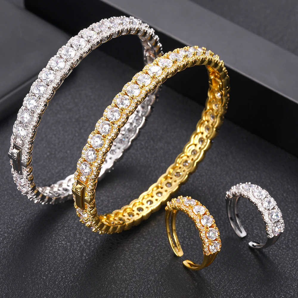 Accking luxury open design cubic zircon bracelet bangle and ring jewelry set copper for women gift Jewelry wholesale
Accking luxury open design cubic zircon bracelet bangle and ring jewelry set copper for women gift Jewelry wholesale