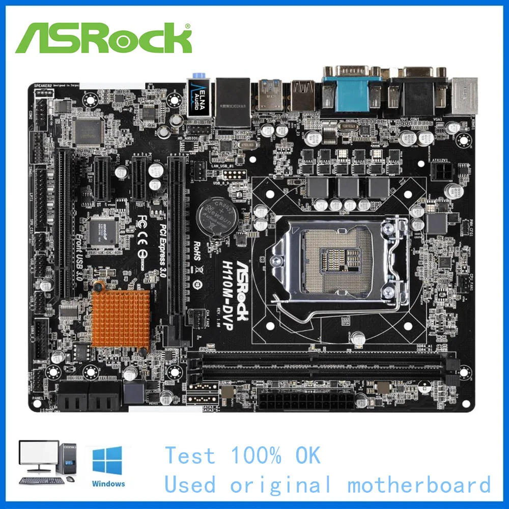 

For ASRock H110M-DVP Computer Motherboard LGA 1151 DDR4 H110 Desktop Mainboard Used