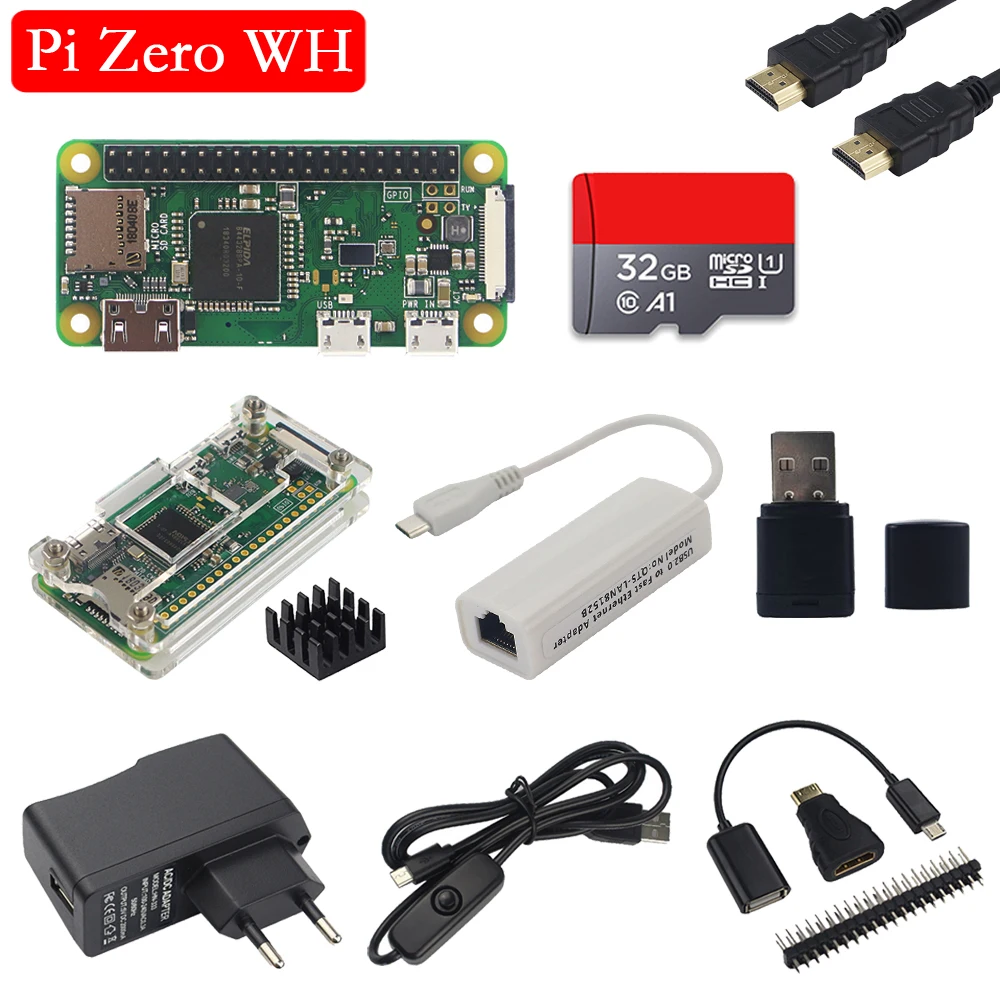 Raspberry Pi Zero WH on-board WiFi Bluetooth with 40Pin Pre-soldered Header 1G HZ CPU 512M RAM Mini PC Raspberry Pi 0 WH
Raspberry Pi Zero WH on-board WiFi Bluetooth with 40Pin Pre-soldered Header 1G HZ CPU 512M RAM Mini PC Raspberry Pi 0 WH