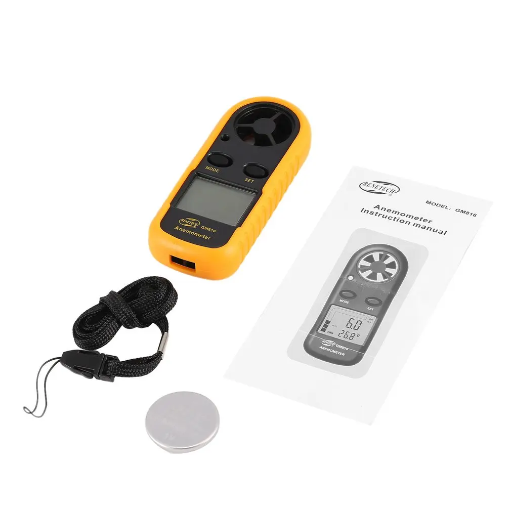 BENETECH GM816 Digital Anemometer Thermometer Wind Speed Air Velocity Airflow Temperature Gauge Windmeter with LCD Backlight
BENETECH GM816 Digital Anemometer Thermometer Wind Speed Air Velocity Airflow Temperature Gauge Windmeter with LCD Backlight