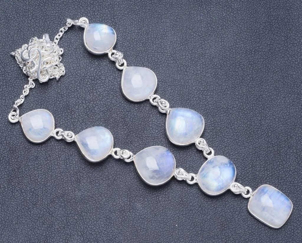 Natural Rainbow Moonstone Handmade Unique 925 Sterling Silver Necklace 17+1" Y5458
Natural Rainbow Moonstone Handmade Unique 925 Sterling Silver Necklace 17+1" Y5458
