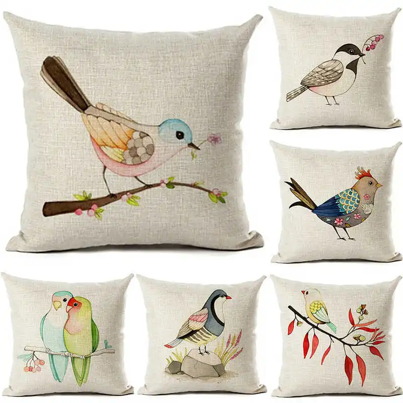 Cartoon Bird Cushion Cover Animal Pillow Case For Couple Cotton Linen Printed Throw Pillow Case 45*45 cm Home Sofa Decorative
Cartoon Bird Cushion Cover Animal Pillow Case For Couple Cotton Linen Printed Throw Pillow Case 45*45 cm Home Sofa Decorative