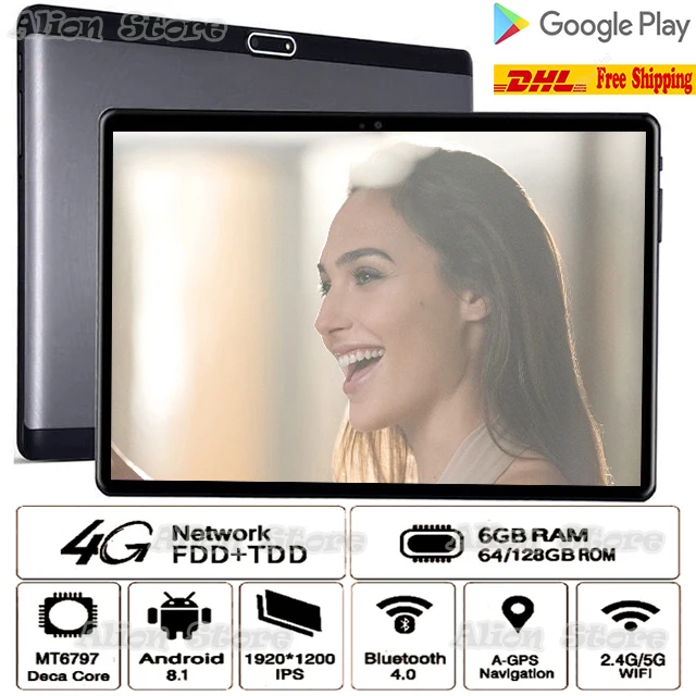 4G LTE 10 inch Tablet Deca Core 6GB RAM 128GB ROM 2.5D Tempered Glass Bluetooth WiFi Android 8.1 1920*1200 IPS 13MP GPS+Gifts
4G LTE 10 inch Tablet Deca Core 6GB RAM 128GB ROM 2.5D Tempered Glass Bluetooth WiFi Android 8.1 1920*1200 IPS 13MP GPS+Gifts
