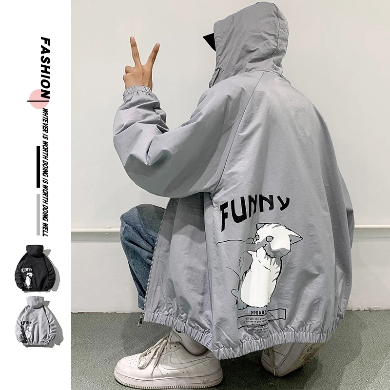 Mens Cat Print Jackets and Coats Designer Fashion Zipper Hooded Jacket for Men Plus Size Windbreakers Japan Harajuku Streetwear
Mens Cat Print Jackets and Coats Designer Fashion Zipper Hooded Jacket for Men Plus Size Windbreakers Japan Harajuku Streetwear