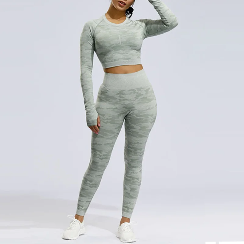 Yoga Set Women Seamless Fitness Clothing Yoga Sport Long sleeves Tops Camouflage Gym Leggings Pants Suit Workout Sportswear
Yoga Set Women Seamless Fitness Clothing Yoga Sport Long sleeves Tops Camouflage Gym Leggings Pants Suit Workout Sportswear