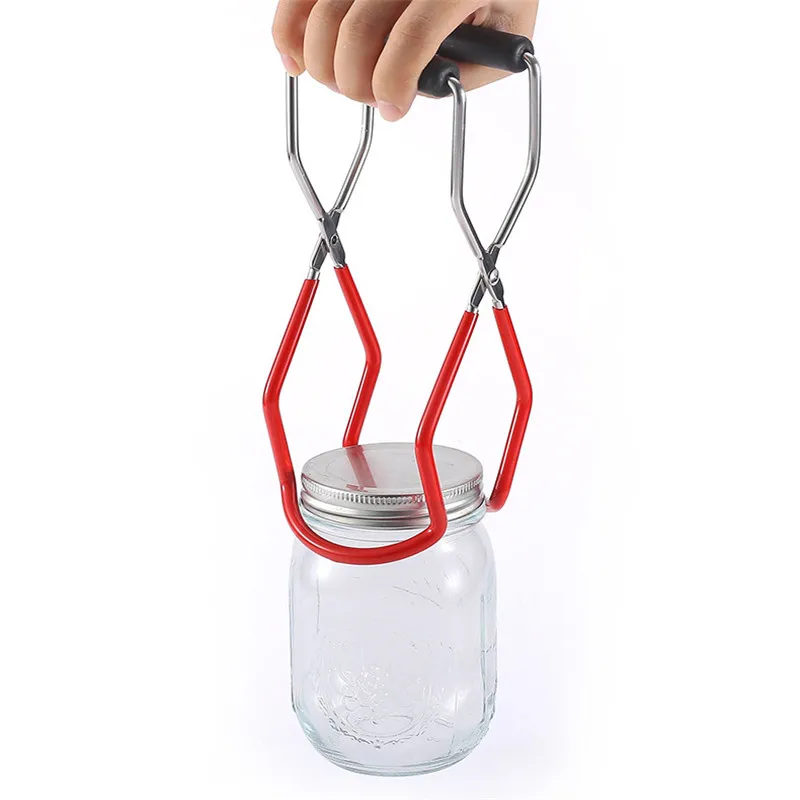 

Canning Jar Lifter With Grip Handle Stainless Steel Can Tongs Clip Heat Resistance Anti-Clip Jar Glass Bottle Holder KitchenTool