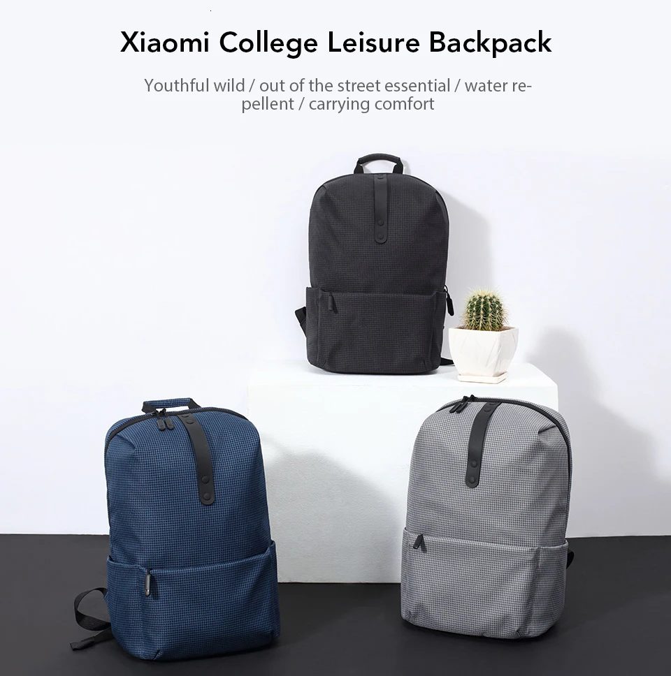 

Xiaomi Mijia Casual Backpack Men Solid Polyester Girls Backpacks Travel Bag Universal Bags College Style 15.6 Inch Laptop Bag