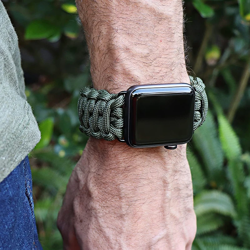 Фото Ремешок тканевый для Apple Watch Band 41 мм 45 38 40 42 44 нейлоновый мужской браслет iWatch 7 SE 6 5 4 3
