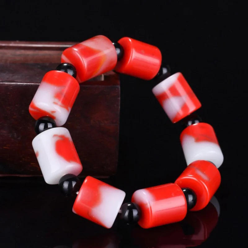 Natural Blood Red Hand-carved Barrel Beads Jade Bracelet Fashion Boutique Jewelry Men and Women Bracelets Gift Accessories
Natural Blood Red Hand-carved Barrel Beads Jade Bracelet Fashion Boutique Jewelry Men and Women Bracelets Gift Accessories