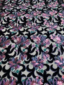 African lace fabric 5yds/pce colorful sequins velvet embroidery fabrics women gorgeous luxury nigerian lagos party bright dress 
African lace fabric 5yds/pce colorful sequins velvet embroidery fabrics women gorgeous luxury nigerian lagos party bright dress