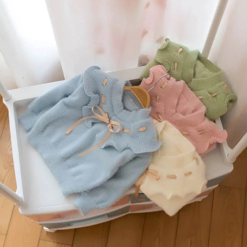 New Children'S Sweater In Autumn And Winter Fashion Cute Warm Girl Tie Bow Tie Pullover Candy Round Neck Knitting Sweater
New Children'S Sweater In Autumn And Winter Fashion Cute Warm Girl Tie Bow Tie Pullover Candy Round Neck Knitting Sweater