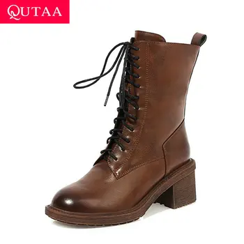 QUTAA 2021 Ankle Boots Autumn Winter Keep Warm Round Toe Women Shoes PU Leather Square Heel Lace Up Zipper Short Boots Size34-40
QUTAA 2021 Ankle Boots Autumn Winter Keep Warm Round Toe Women Shoes PU Leather Square Heel Lace Up Zipper Short Boots Size34-40