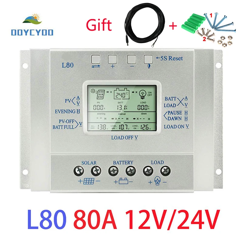 OOYCYOO MPPT 80A Solar Charge Controller 12V 24V Regulador Solar 80A for Max 48V Input with Light and Timer Control USB 5VOutput
OOYCYOO MPPT 80A Solar Charge Controller 12V 24V Regulador Solar 80A for Max 48V Input with Light and Timer Control USB 5VOutput