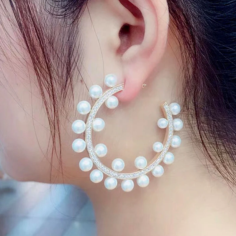 missvikki Brand Statement Bridal Wedding Full Pearls Hoop Earrings Trendy Zircon CZ Geometric Earring For Women Accessories 2019
missvikki Brand Statement Bridal Wedding Full Pearls Hoop Earrings Trendy Zircon CZ Geometric Earring For Women Accessories 2019
