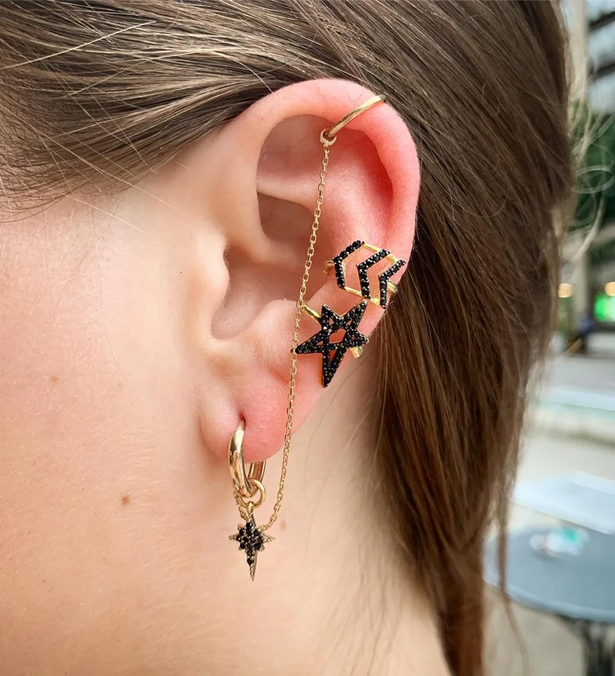 1 PIECE wholesale Gold filled lucky Turkish evil eye fatima's hand black star charm Adjust no piercing ear cuff clip on earring
1 PIECE wholesale Gold filled lucky Turkish evil eye fatima's hand black star charm Adjust no piercing ear cuff clip on earring