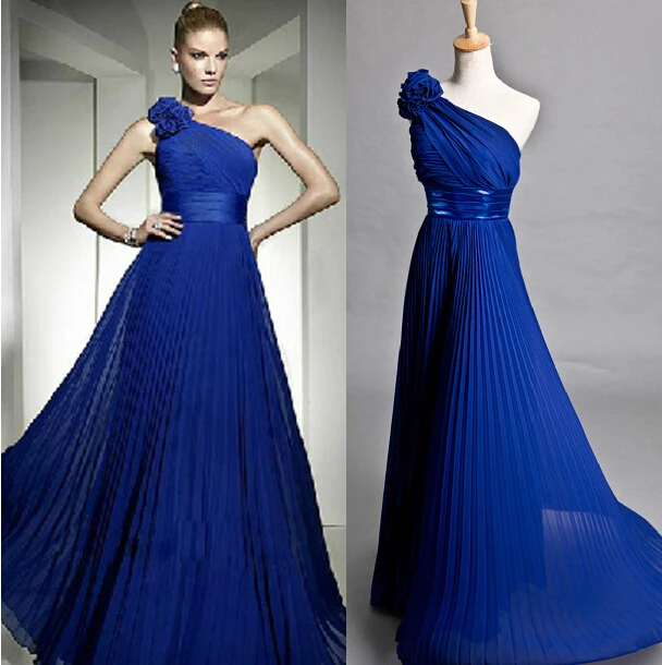 

free shipping new design flowers vestido de festa longo robe de soiree 2014 hot sexy Formal gown royal blue long evening dress