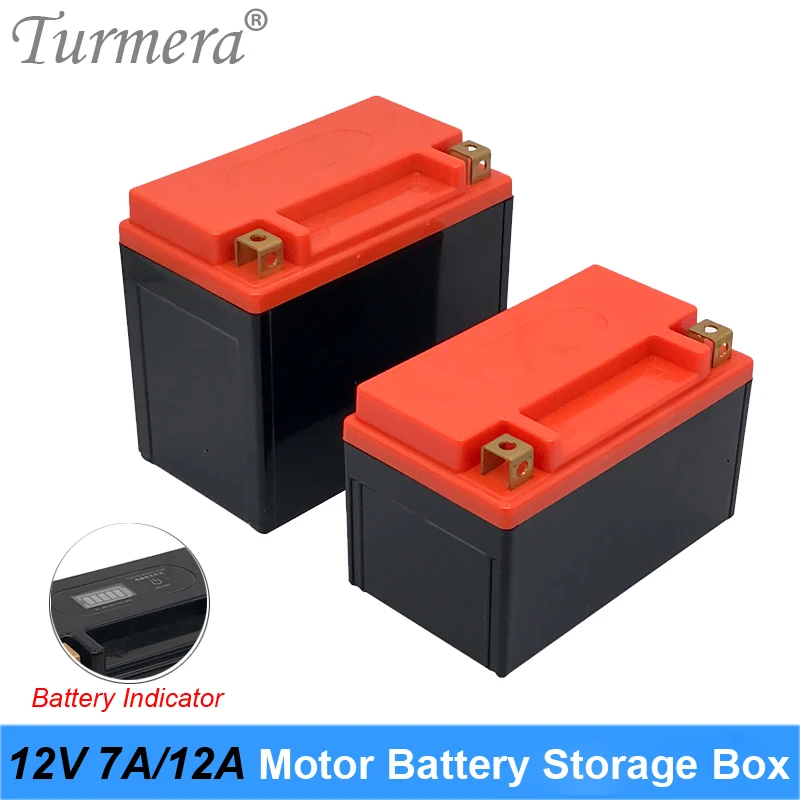 Turmera 12V Battery Storage Box Empty Case with Indicator for 7Ah to 12Ah Motorcycle Batteries or Uninterrupted Power Supply Use |