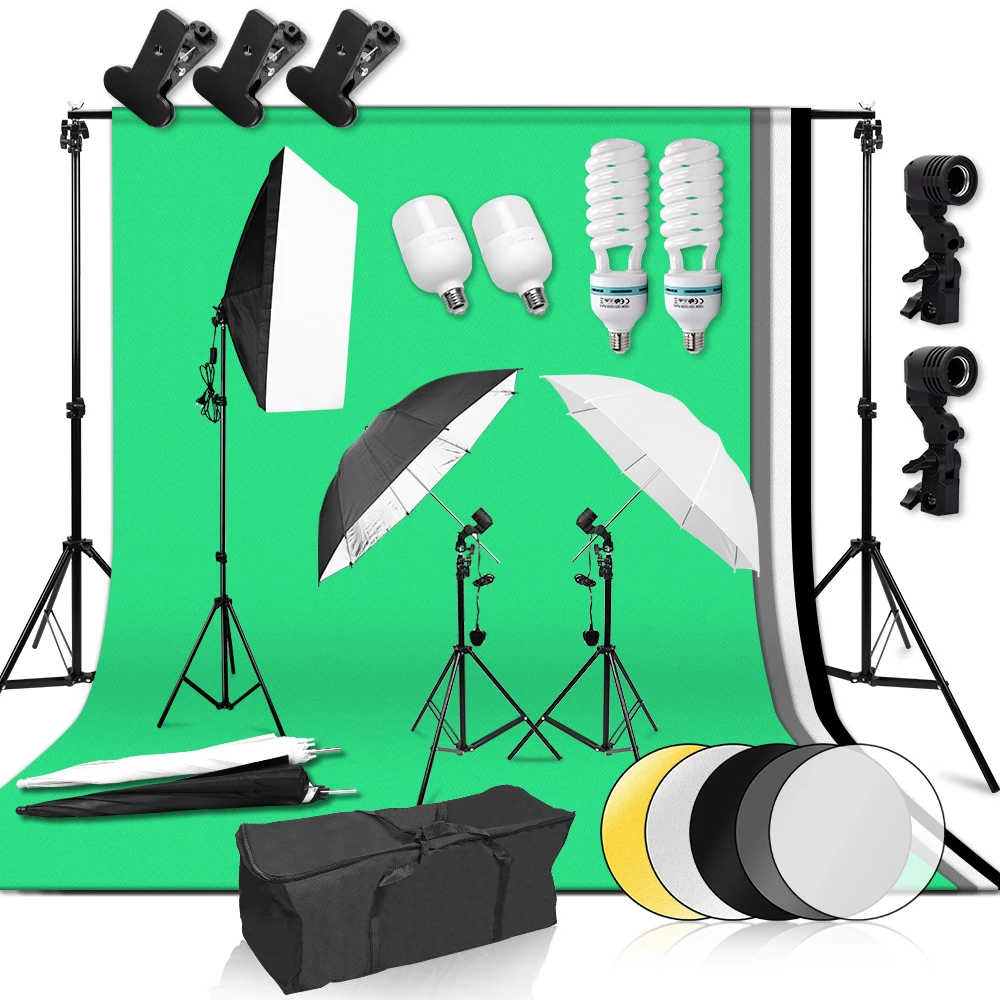 2x3M Backdrop Support System Photography Video Studio Lighting Continuous Kit Umbrella Softbox Set 4Color Backdrop Portable Bag
2x3M Backdrop Support System Photography Video Studio Lighting Continuous Kit Umbrella Softbox Set 4Color Backdrop Portable Bag