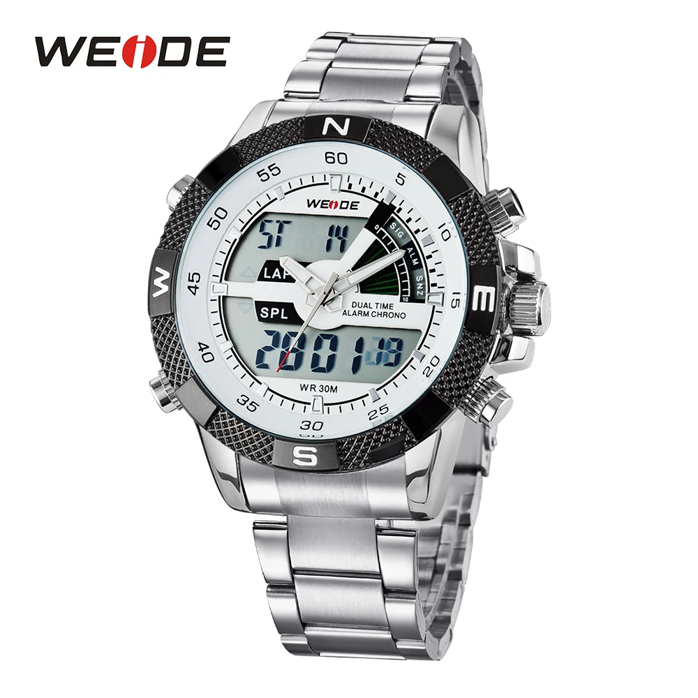 WEIDE Mens Sports Watch Auto Date Alarm Back Light Stopwatch Multiple Time Zone Quartz Steel Strap Military Digital Wrist Watch
WEIDE Mens Sports Watch Auto Date Alarm Back Light Stopwatch Multiple Time Zone Quartz Steel Strap Military Digital Wrist Watch