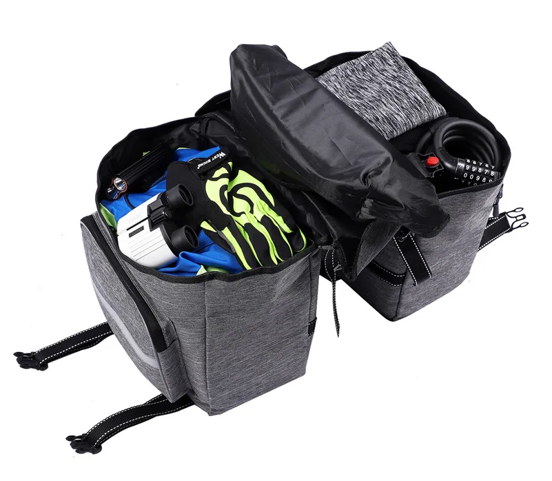 Perfect WEST BIKING 25L Bicycle Bags Cycling Rear Double Side Travel Bag Tail Seat Pannier Bicycle Luggage Carrier Bike Rack Trunk Bag 3