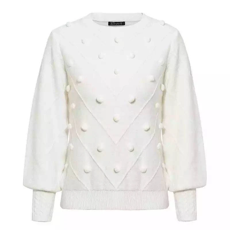 Elegant Fur Pompon Autumn Winter Sweater Women Lantern Sleeve Knitted Sweater Female Streetwear Ladies Pullover Jumper
Elegant Fur Pompon Autumn Winter Sweater Women Lantern Sleeve Knitted Sweater Female Streetwear Ladies Pullover Jumper