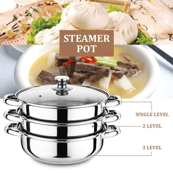 28cm Food Maker 3 Tier Home Stainless Steel Space Saving Easy Clean With Handles Cookware Visual Cover Insulated Steamer Pot
28cm Food Maker 3 Tier Home Stainless Steel Space Saving Easy Clean With Handles Cookware Visual Cover Insulated Steamer Pot