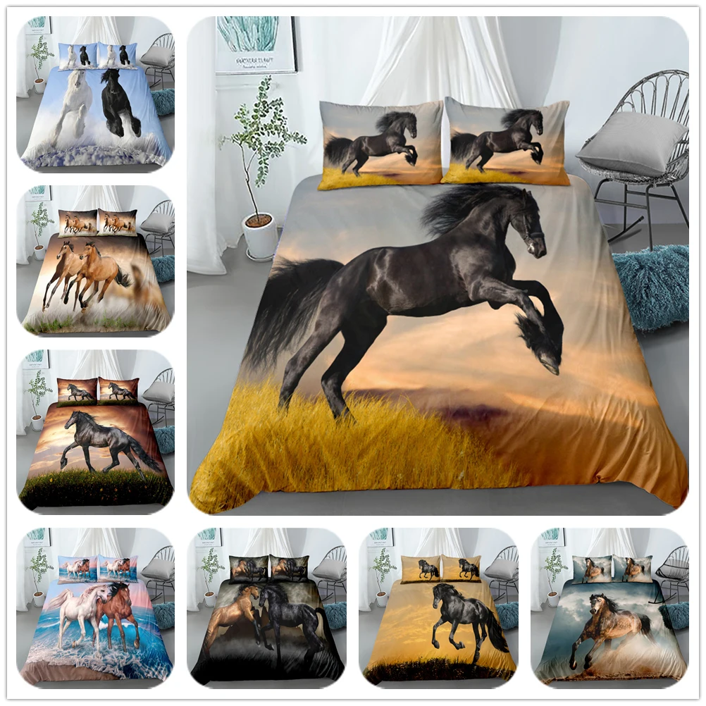 

3d Oiling Running Horse Duvet Cover Set Queen Bed Linen Set Bedroom Comforter Set De Home Luxury Home Textiles Drop Ship