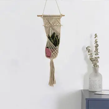 1x Macrame Wall Hanging Decoration Plant-Pot Net Basket Hanger Handmade Woven Pure Cotton Rope Beads Boho Tapestry Hanging Decor
1x Macrame Wall Hanging Decoration Plant-Pot Net Basket Hanger Handmade Woven Pure Cotton Rope Beads Boho Tapestry Hanging Decor