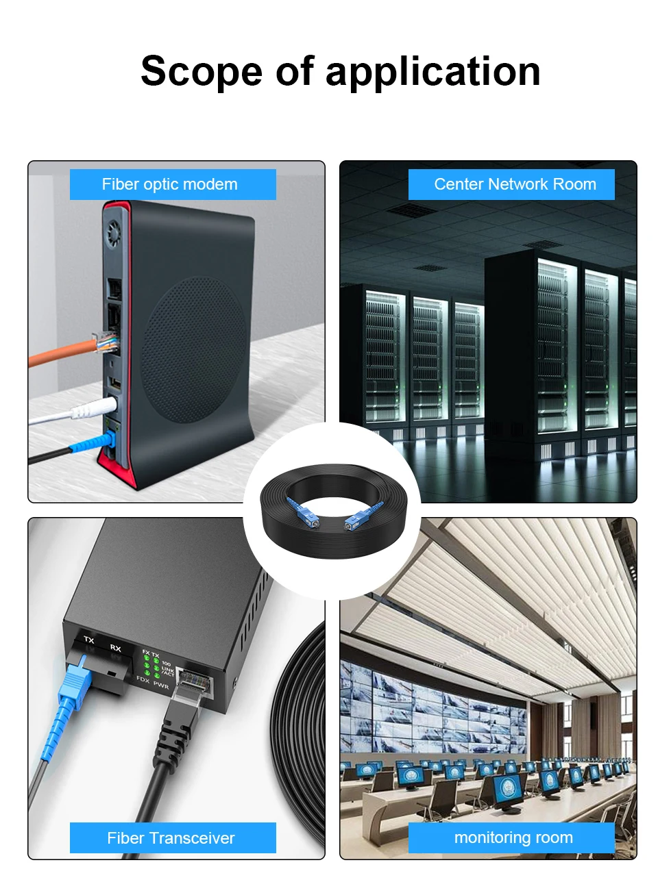 ONTi SC UPC to SC UPC Fiber Optic Drop Cable Single Mode Simplex 2.0mm Outdoor Fiber Optic Patch Cord Optical Patch Cable