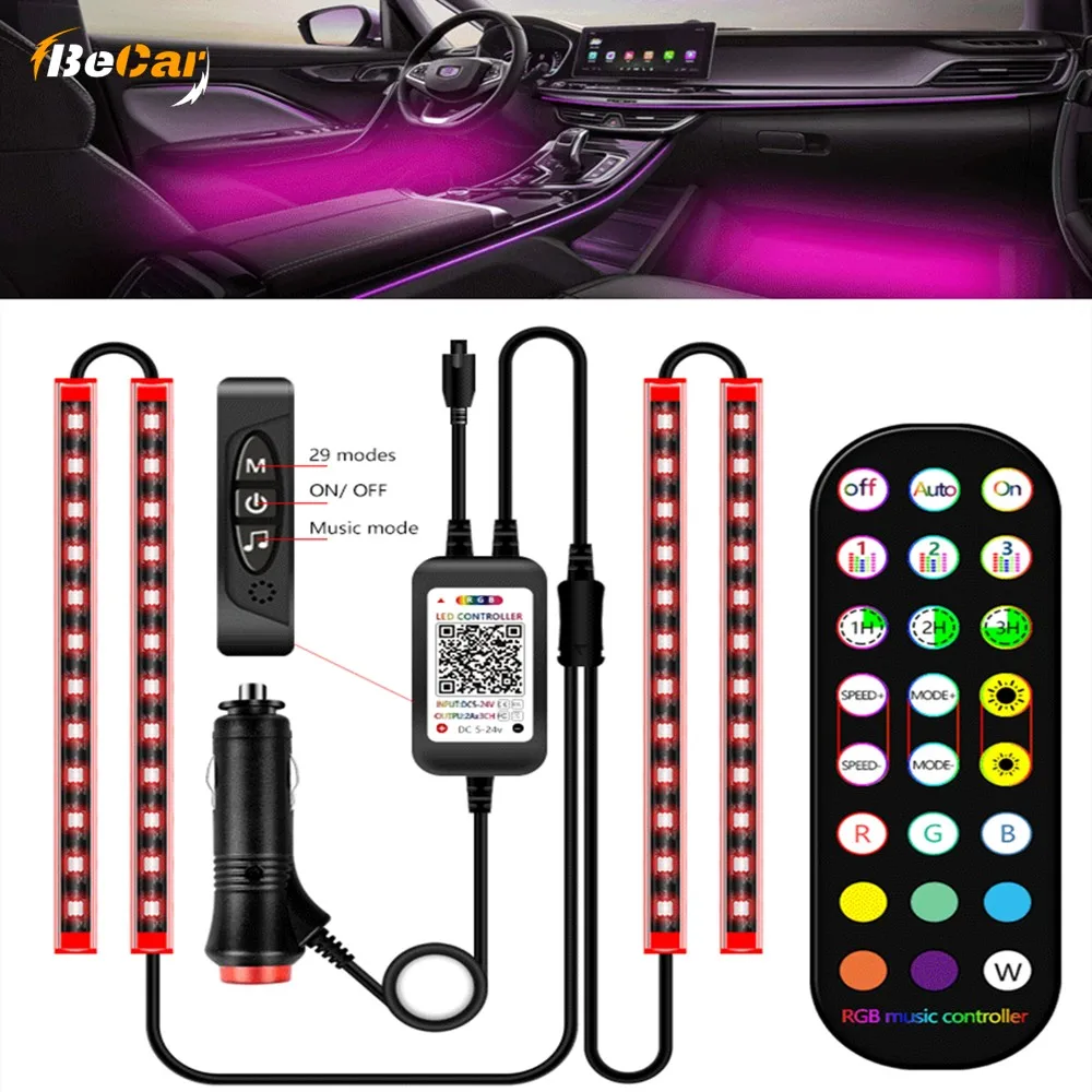 29 Modes 4 Pcs 6.5 Inch Car Strip Lights 48 LED Multicolor Music Interior Waterproof Led with Sound Active Function Deco Lamps
29 Modes 4 Pcs 6.5 Inch Car Strip Lights 48 LED Multicolor Music Interior Waterproof Led with Sound Active Function Deco Lamps