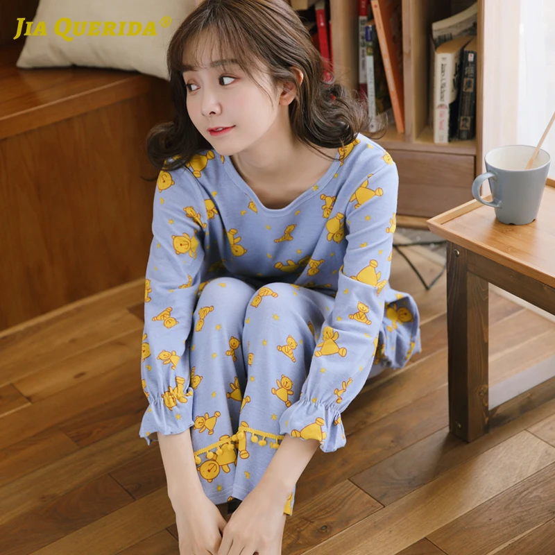 Woman Clothes New Soft Homesuit Homeclothes Sleepwear Fashion Style Casual Pajamas Set Pj Cartoon Printing Pijama | Женская одежда